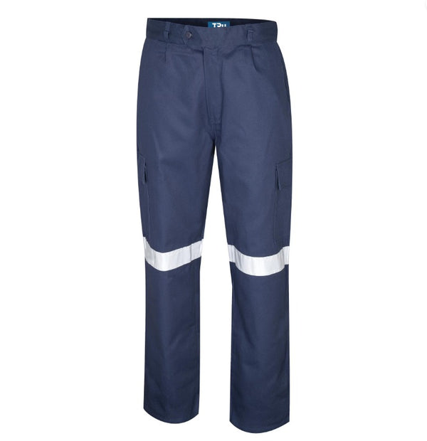 DT1142T-NAV Heavyweight Cotton Cargo Trousers with Reflective Tape