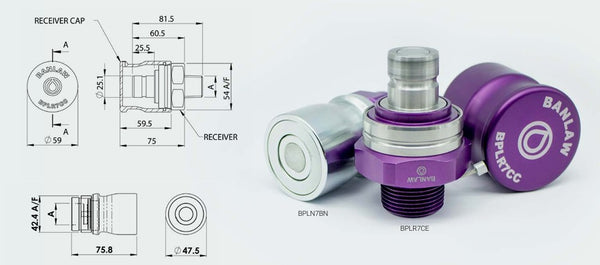 Banlaw BPLN7BNC Size 7 Flush Face, BPL Nozzle, Purple with Cap