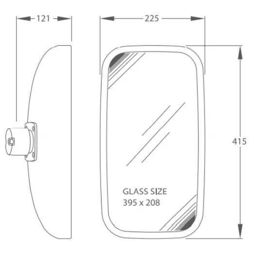 Britax 1423125 Black ABS Body Mirror Heads with 24V heater Element to suit Japanese Style Trucks