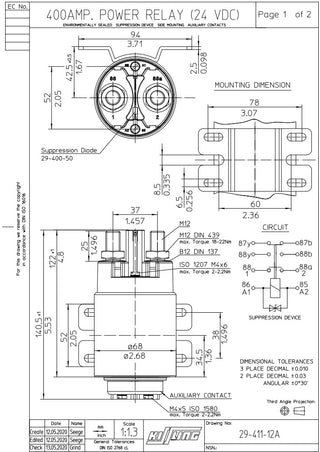 Kissling Series 29 Industrial Power Relay, 29.411.12