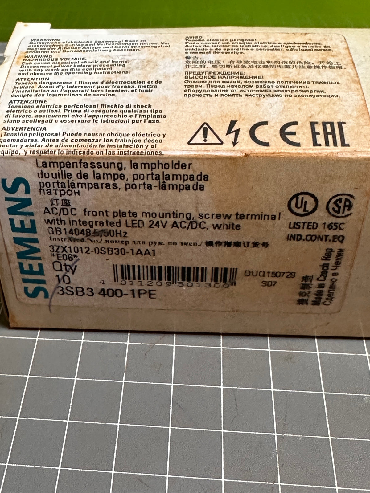 Siemens 3SB3 400-1PE White LED Lamp Modules — 24V AC/DC, Box of 9