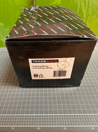 TRADESAVE Ceiling Rose, 4 Terminal, White, TSCR1, Box of 13