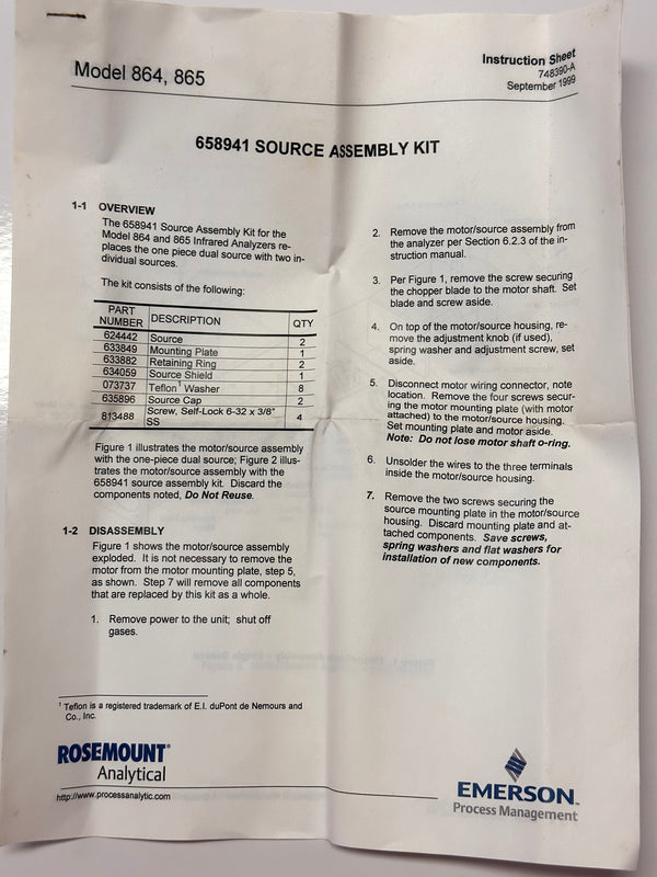 Rosemount 658941 Source Assembly Kit