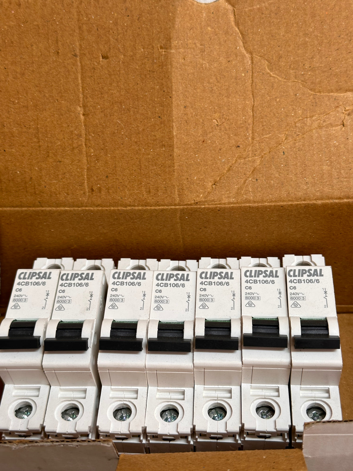 Clipsal 4CB106/6 Max 4 Miniature Circuit Breakers — Box of 7