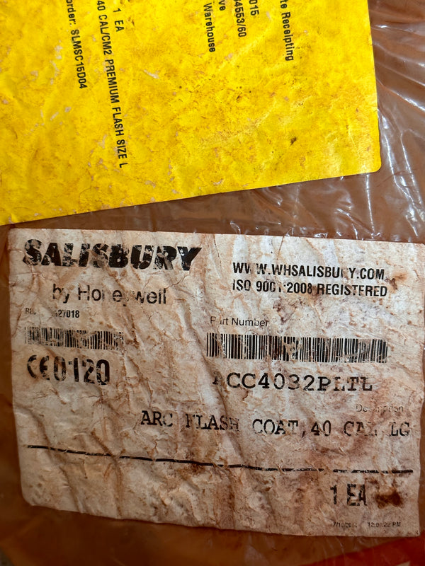 Salisbury Arc Flash Coat, 40 Cal, Size Large