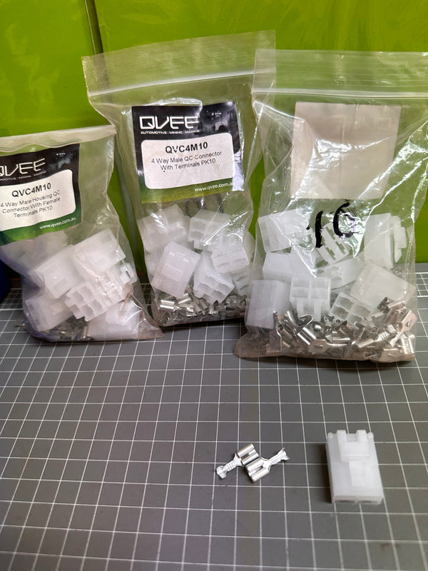 QVEE 4 way Male QC Connector with Terminals QVC4M10