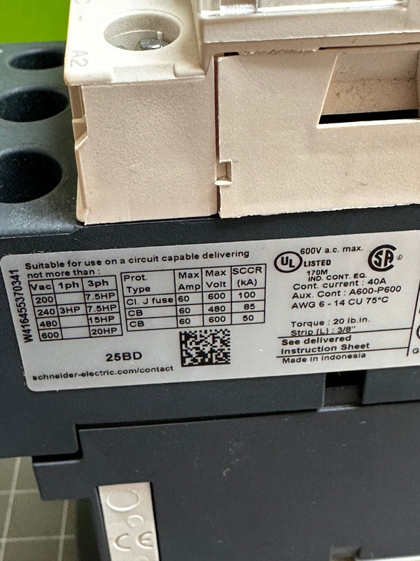 thumbnail image 2 of Schneider Electric LC1D25BD Telemecanique Contactor Relay - 24V DC 25A (035599) 2 of 5