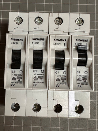 SIEMENS 5SX21 C1 Circuit Breaker, 1 Pole, 1Amp