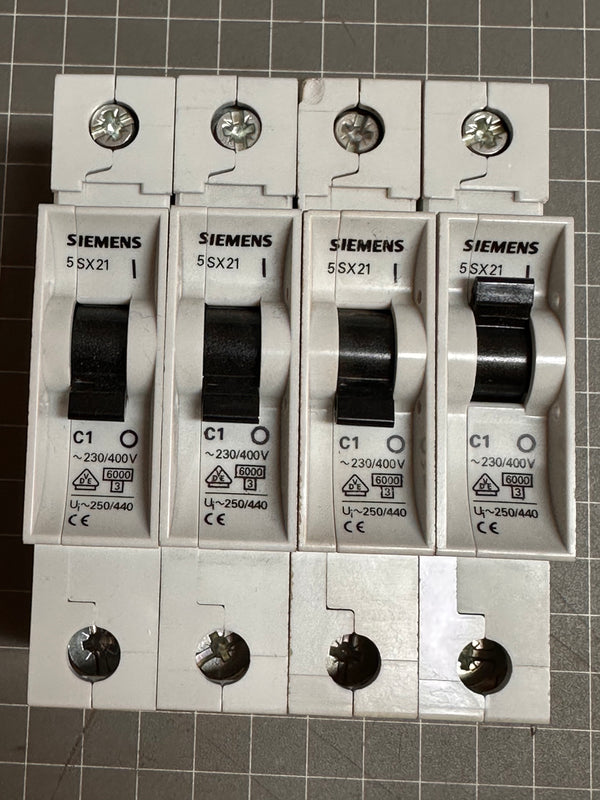 SIEMENS 5SX21 C1 Circuit Breaker, 1 Pole, 1Amp