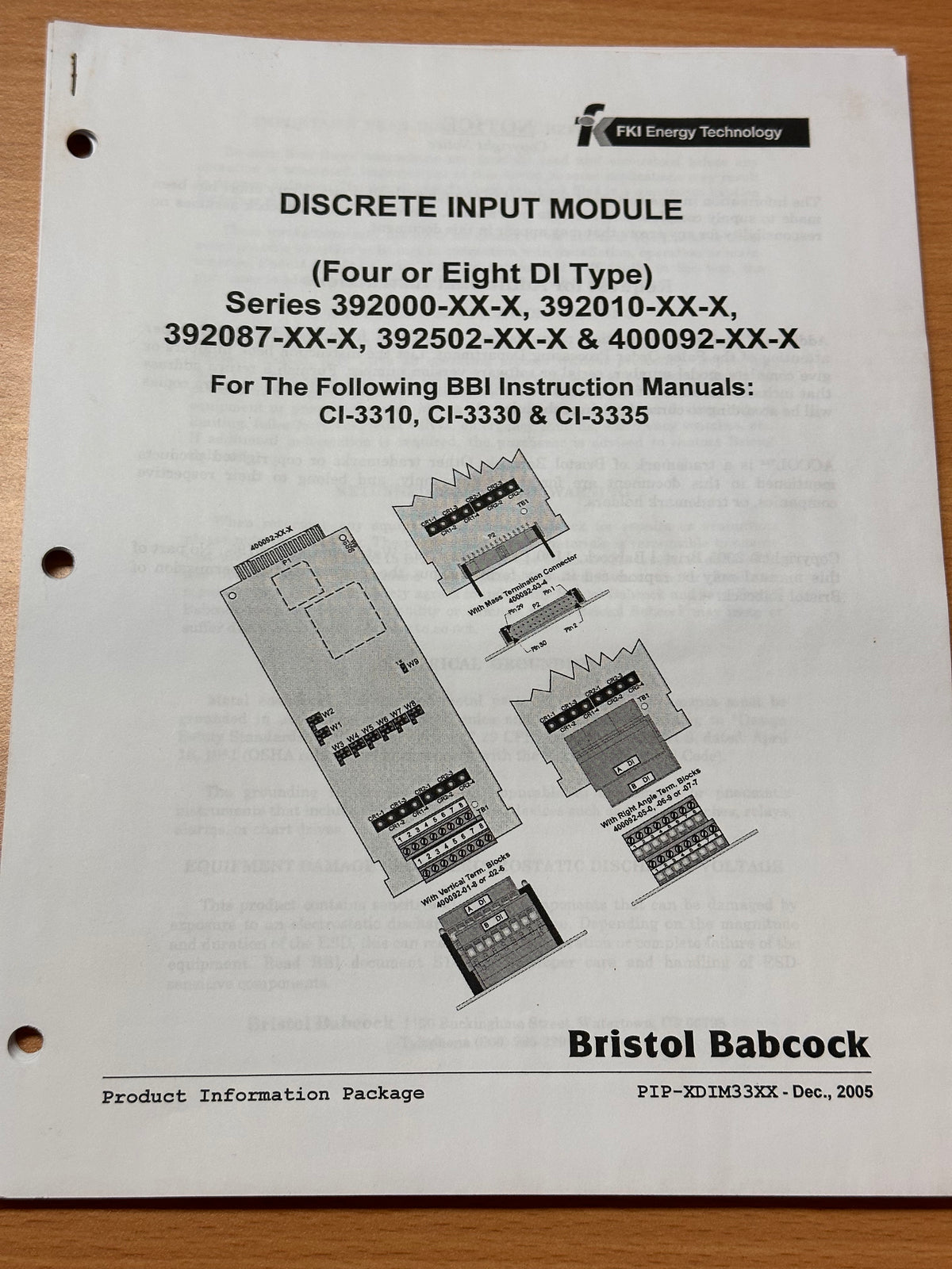 Bristol Babcock 392547-03-1 Discrete Input Circuit Card Assembly