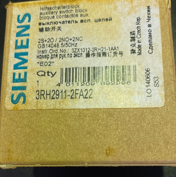 SIEMENS 3RH2911-2FA22 Auxillary Switch Box