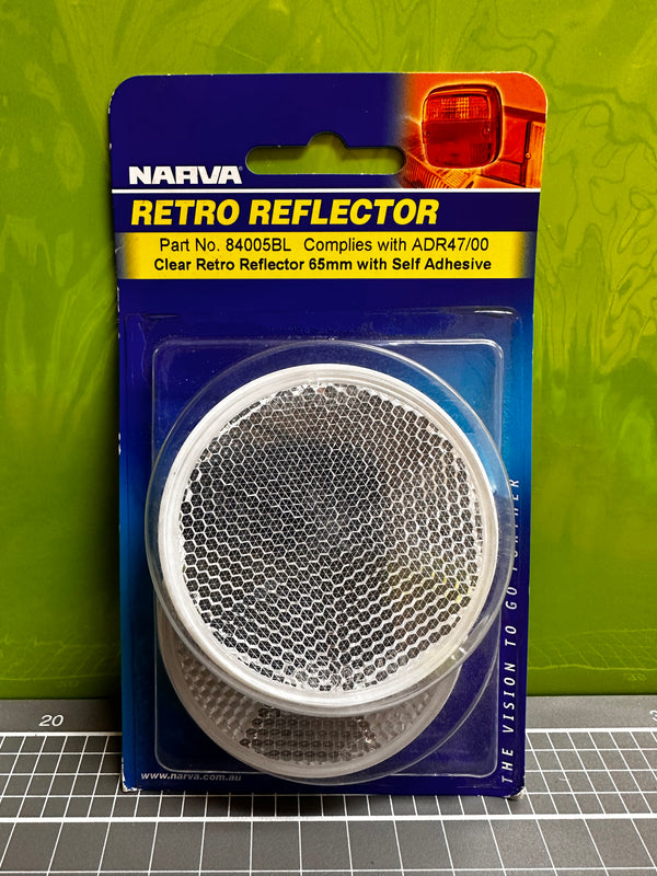 NARVA 84005BL Clear Round Retro Reflector with Self Adhesive (2) blister pack