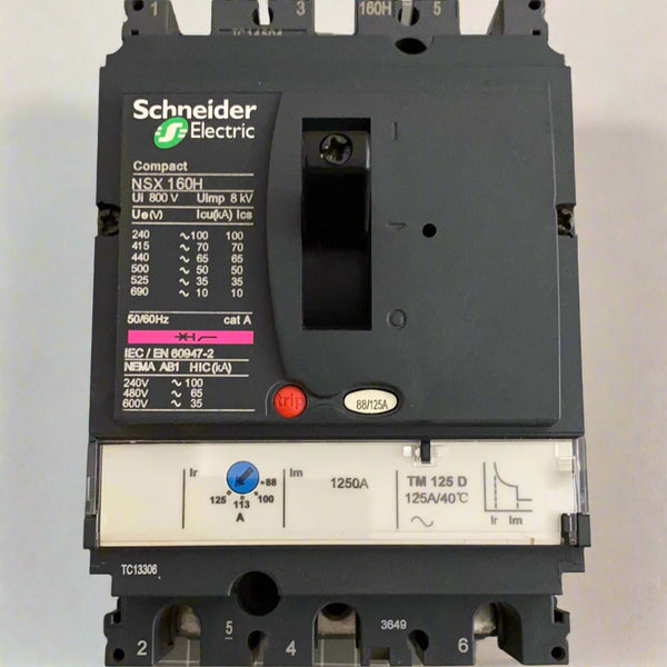 Schneider LV430671 Compact NSX160H Circuit Breaker, TMD Trip Unit 125A