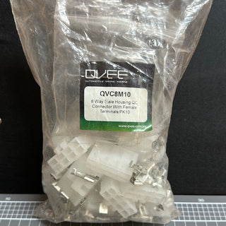QVC8M10 8 pin receptacle QC reverse type connector plug, complete with 6.3mm female terminal.