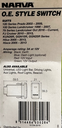 Narva 63320BL O.E Style 12V Switch-Roof Lights ON/OFF Illuminated (Blue)