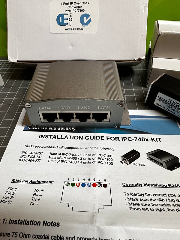 EQL 4 Port IP Over Coax Converter IPC-740x-KIT  (IPC-7404-kit)