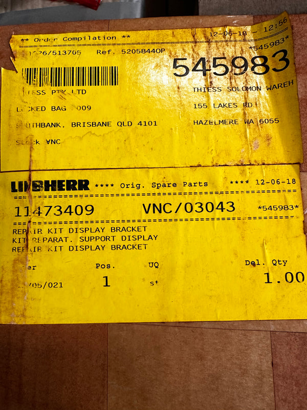 LIEBHERR Repair Kit, Display Bracket, 11473409
