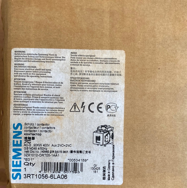 SIEMENS SIRIUS 3RT1054-6LA06 Contactor