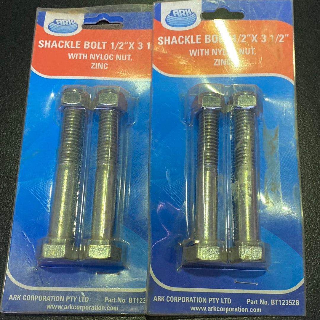 ARK BT1235ZB Shackle Bolt 1/2” X 3 1/2” with NYLOC Nut, Zinc