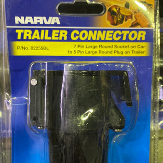 Narva 82255BL 7 Pin Large Round Socket Trailer to Car Adapter, 5 Pin Large Round Plug on Trailer