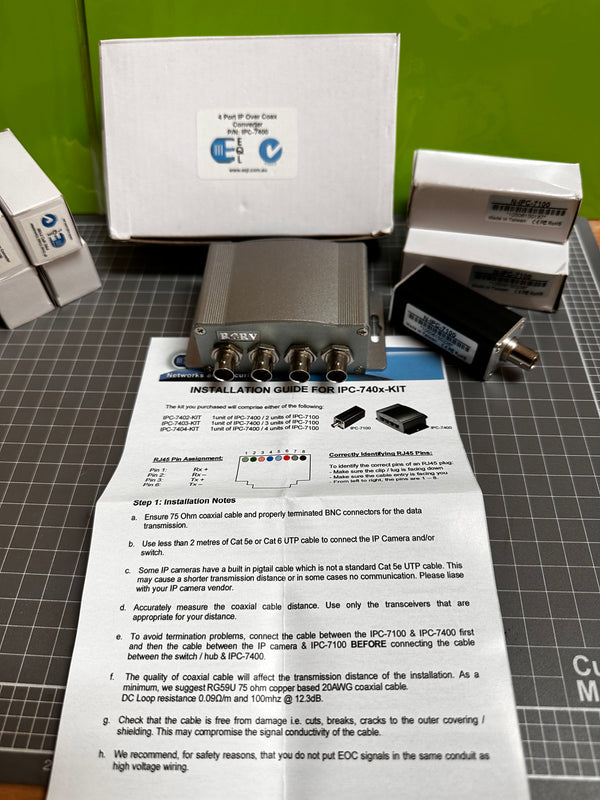 EQL 4 Port IP Over Coax Converter IPC-740x-KIT  (IPC-7404-kit)