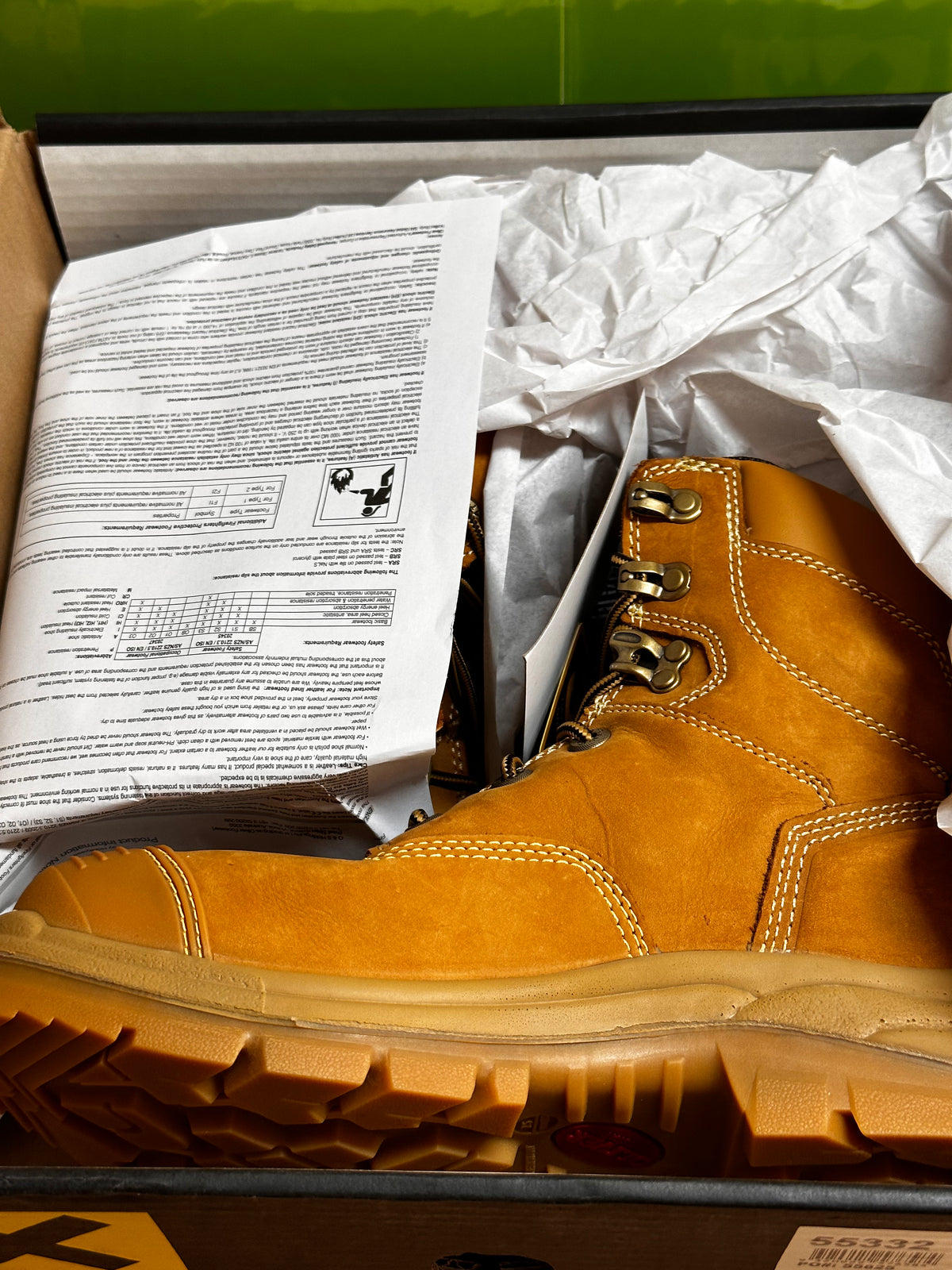 Oliver 55 Series 55332 Lace-Up Mid-Cut Safety Boots – Wheat, Size 7.5