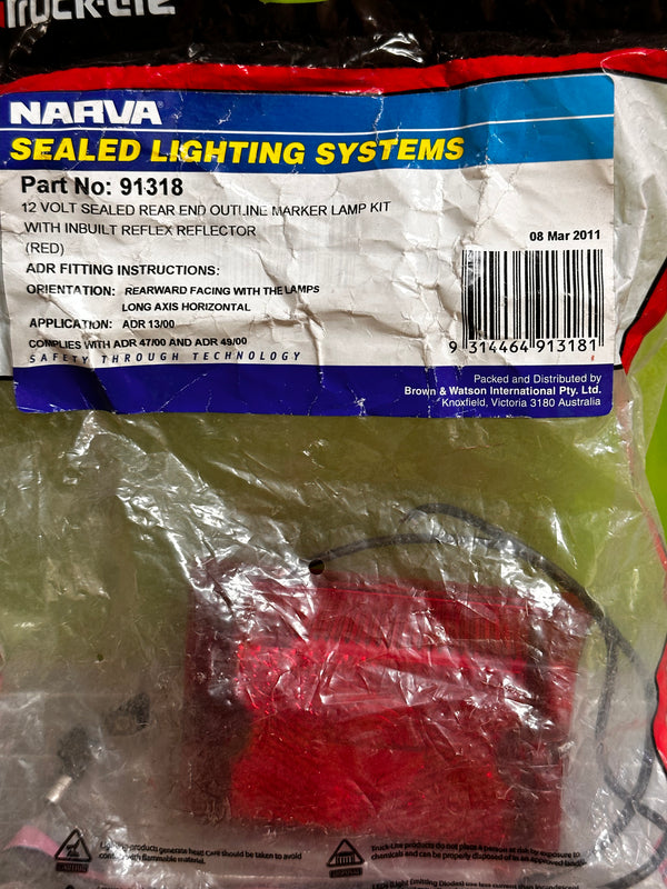 NARVA 91318 12V Sealed Rear End Outline Marker Lamp Kit (Red)