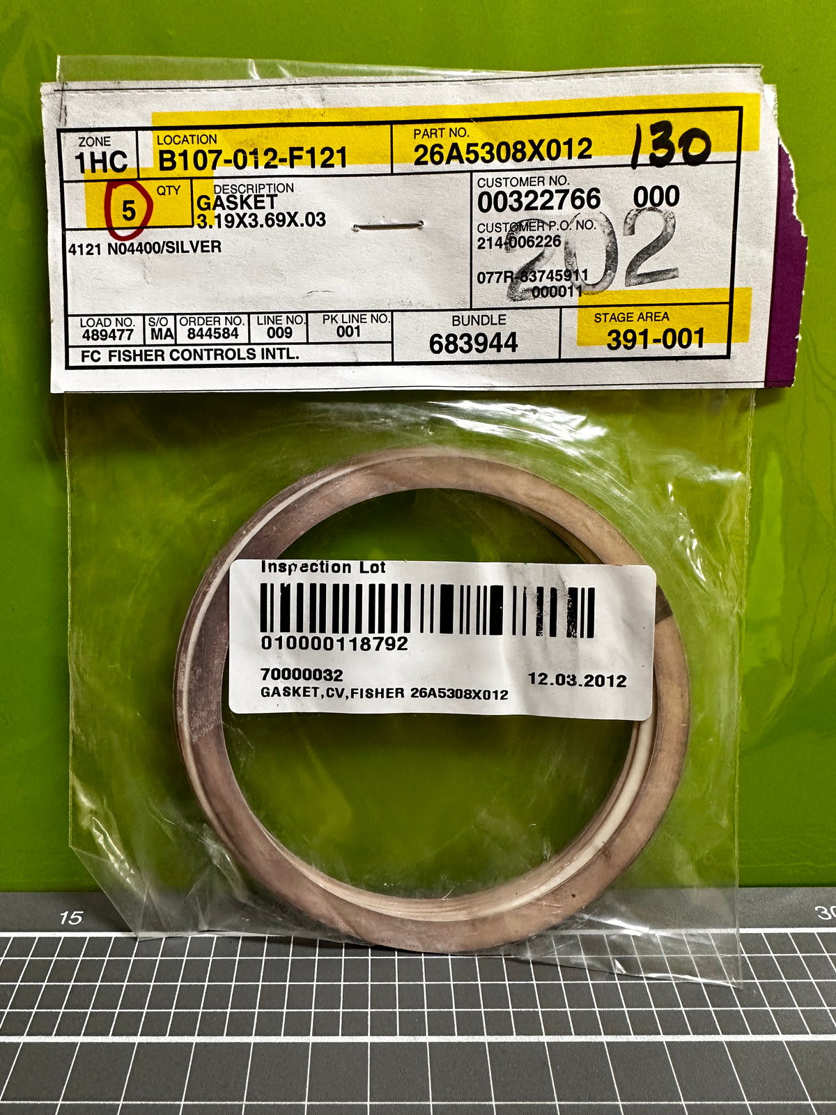 Fisher 26A5308X012 Bonnet Gaskets for 2-Inch Valve — Pack of 5