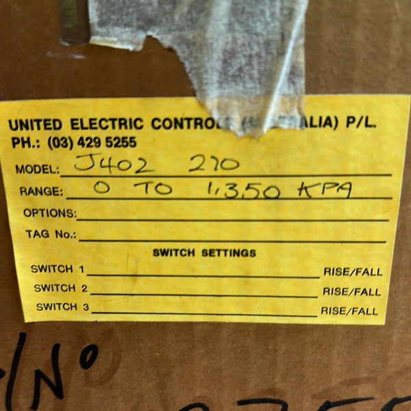UNITED ELECTRIC J402 270 Pressure Switch