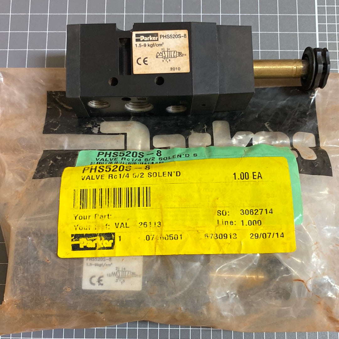 Parker PHS520S-8 5/2 Solenoid Valve, Rc1/4