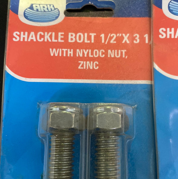 ARK BT1235ZB Shackle Bolt 1/2” X 3 1/2” with NYLOC Nut, Zinc