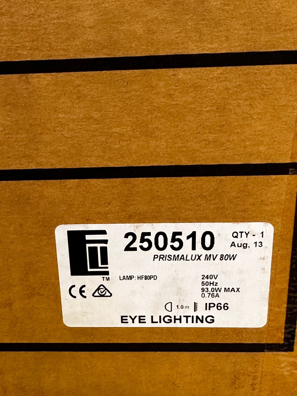 Eye Lighting 250510 Prismalux MV 80W Bulkhead Light with Cover