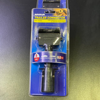 NARVA 82240BL 5 Pin Large Round Socket on Car to 7 Pin Flat Plug on Trailer