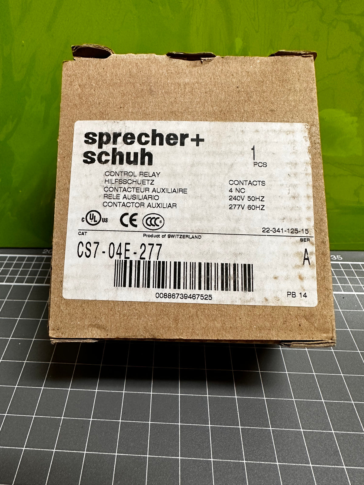Sprecher + Schuh CS7-04E-277 IEC Control Relay, 4-Pole, 4NC, 240V/277V AC Coil