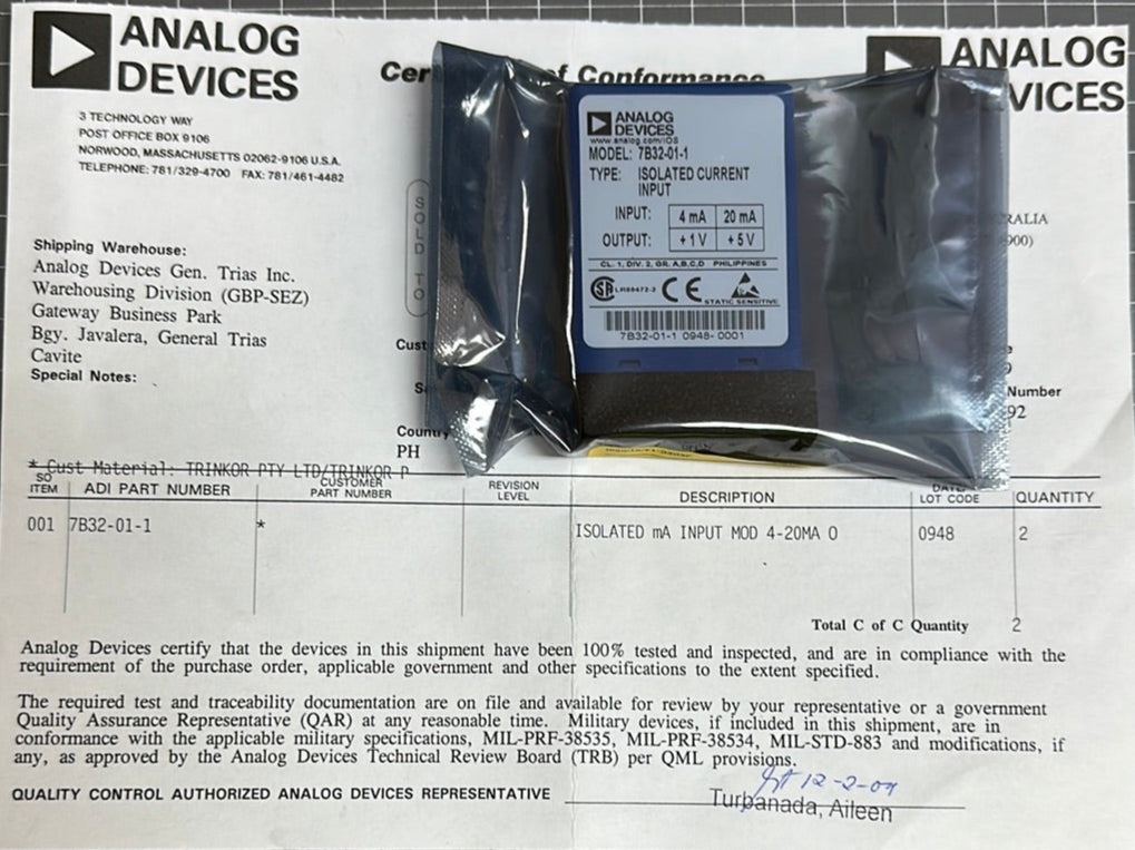 Analog Devices 7B32-01-1 Isolated Current Input Module