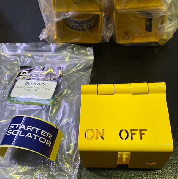 QVEE QVBILO4Y Battery Isolator Lockout Bracket - Yellow, Heavy Duty