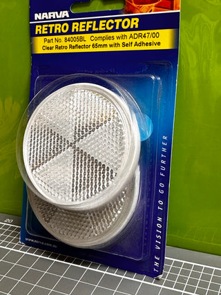 NARVA 84005BL Clear Round Retro Reflector with Self Adhesive (2) blister pack