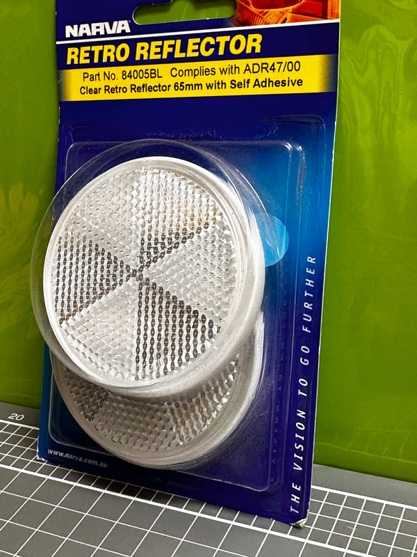 NARVA 84005BL Clear Round Retro Reflector with Self Adhesive (2) blister pack