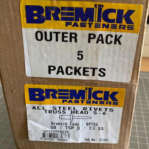 Bremick Rivet Chart Bremick RPTSS 5.6 Blind Rivets Open Steel - 5 packets of 100 | Mining ...