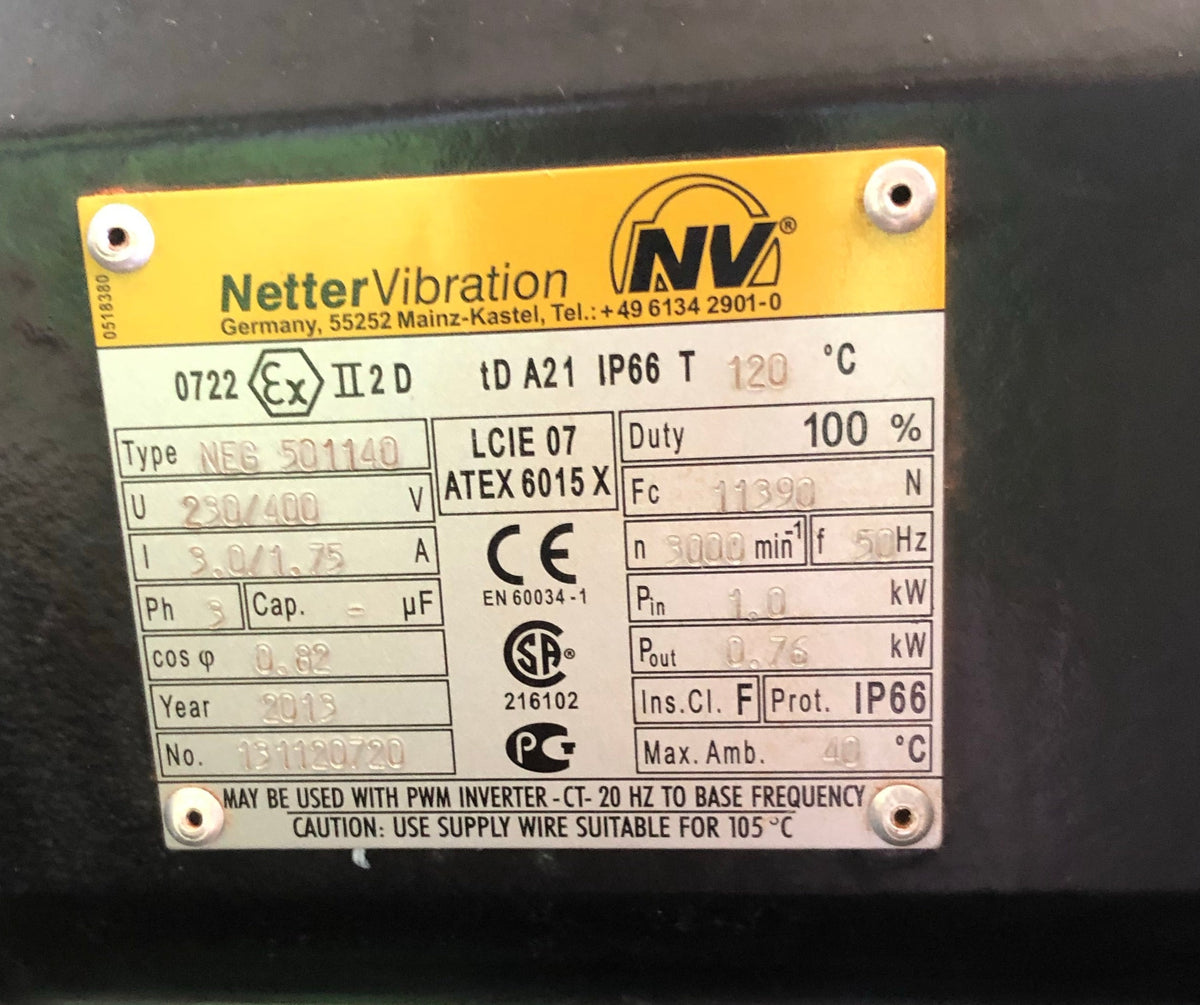 Netter NEG 501140 Three-Phase Electric External Vibrator — 2013 Series