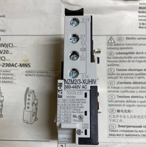 Eaton 380-440 AC NZM2/3-XUHIV Undervoltage Release Circuit Trip with VHI