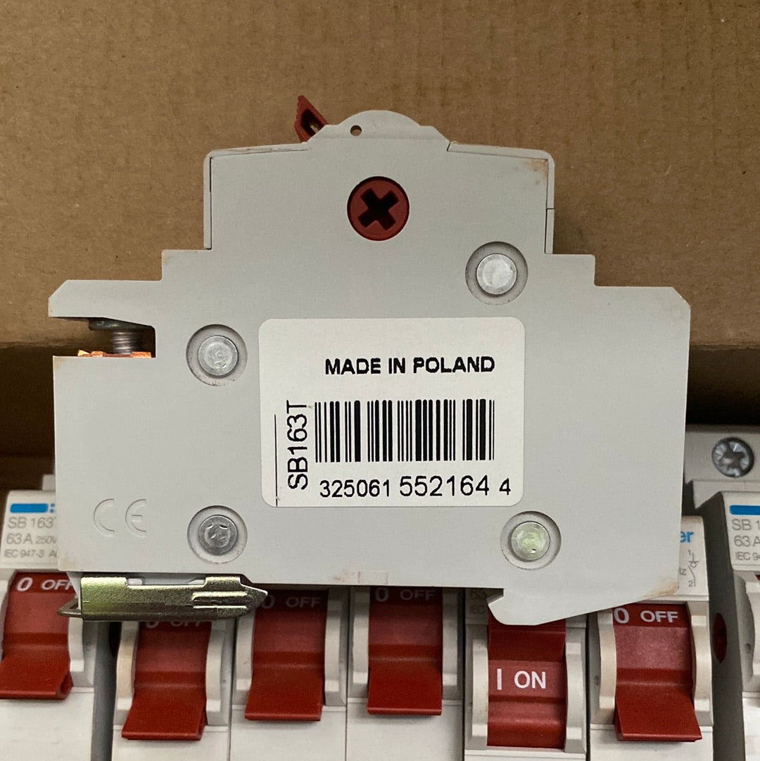 Hager SB 163T 63A Modular Switch with Red Toggle