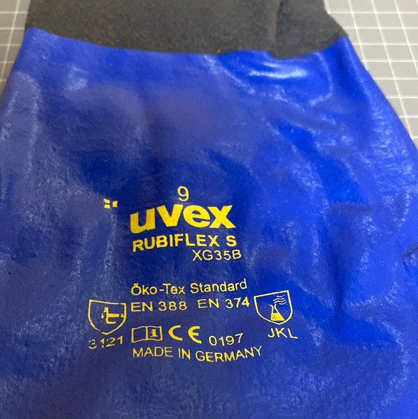 UVEX Rubiflex S XG35B Chemical Protection Gloves ( Size 9)
