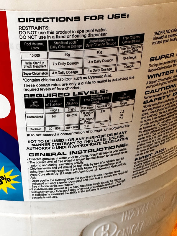 AQUA CURE Swimming Pool Chlorine 70% Granulated
