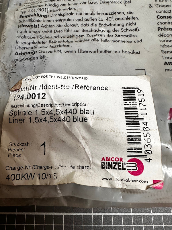 Binzel Insulated Liner Blue 0.6mm-0.8mm 4M, P124.0012