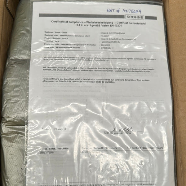 KROHNE Flowmeter H250/RR/M40R/ESK-Ex