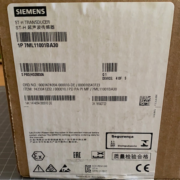SIEMENS ST-H TRANSDUCER/ ULTRASONIC LEVEL SENSOR 1P 7ML11001BA30
