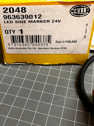 HELLA 2048 LED Side Marker (Amber) with Retro Reflector 110 x 51mm x 24v 963.639-012