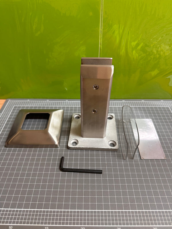 S/S Square Base Mount Spigot for Frameless Glass