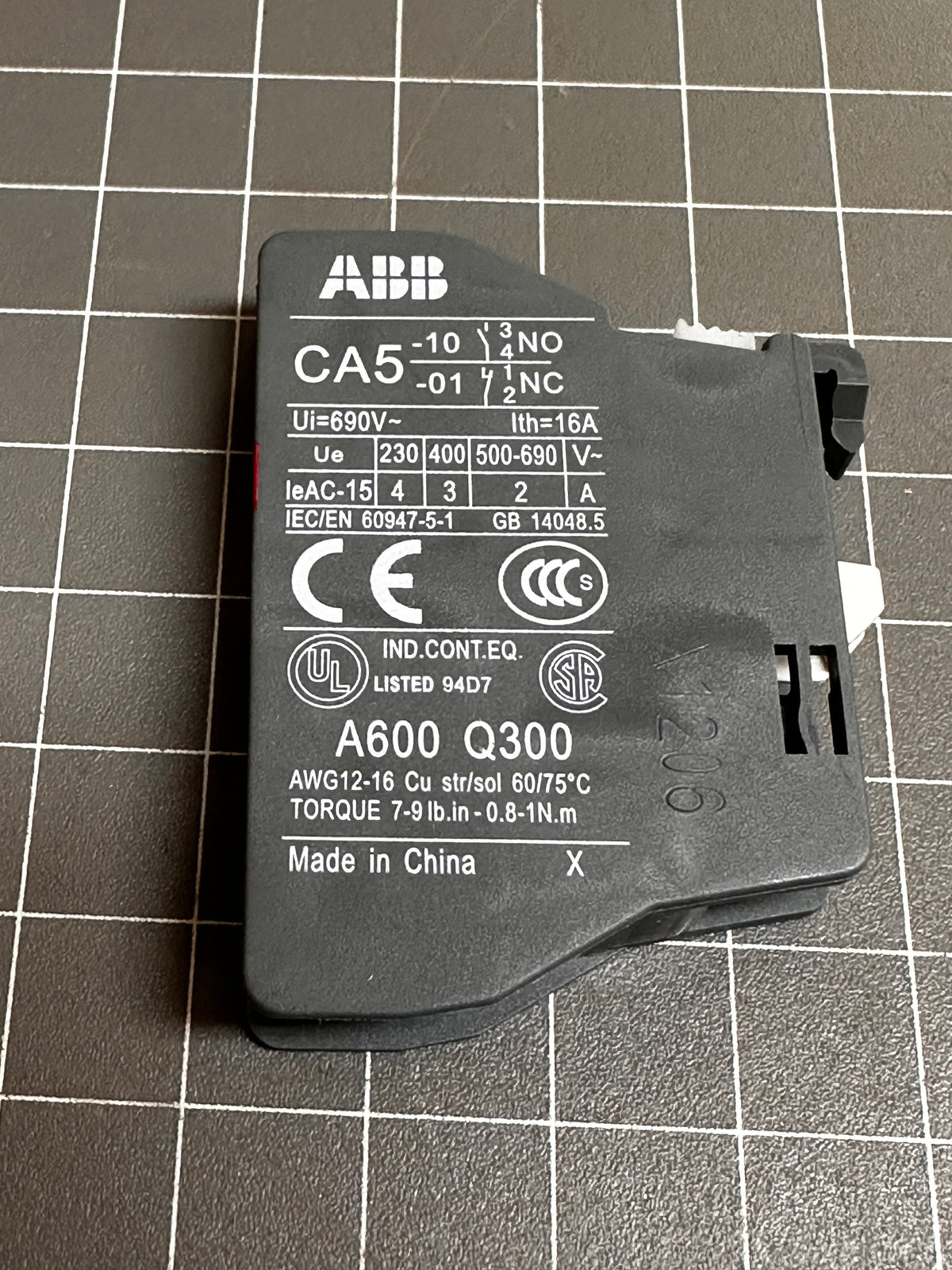 ABB CA5-01 Front-Mount Auxiliary Contact Block - 1NC